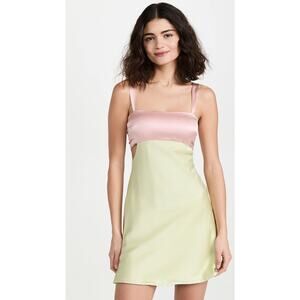 Hansen & Gretel Honeydew Blush Melon Silk Satin Sleeveless Mini Dress Size XS